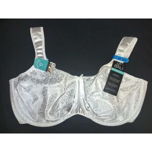NWT Bali Satin Tracings Underwire Minimizer Bra Size 40DDD White Curvy DF3562